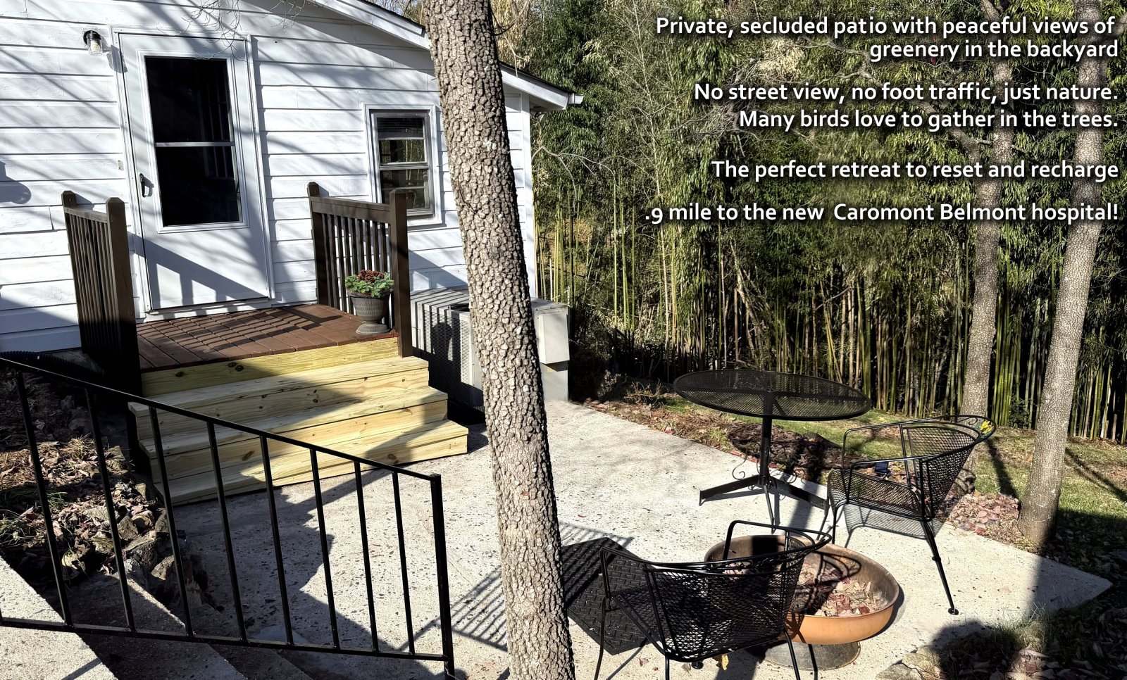 Treetop Mid Century Cottage - peaceful retreat, 1 mile from CaroMont Belmont Hospital, I-85 (Exit 27), and Tailrace Marina at the Catawba River