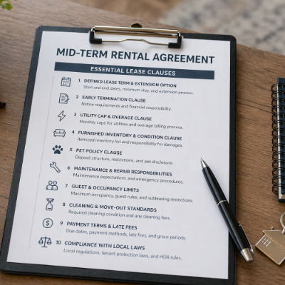 Lease Clauses Every Landlord Should Include in a Mid-Term Rental Agreement